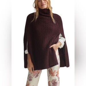 Anthropologie Plum Knit Poncho New With Tags